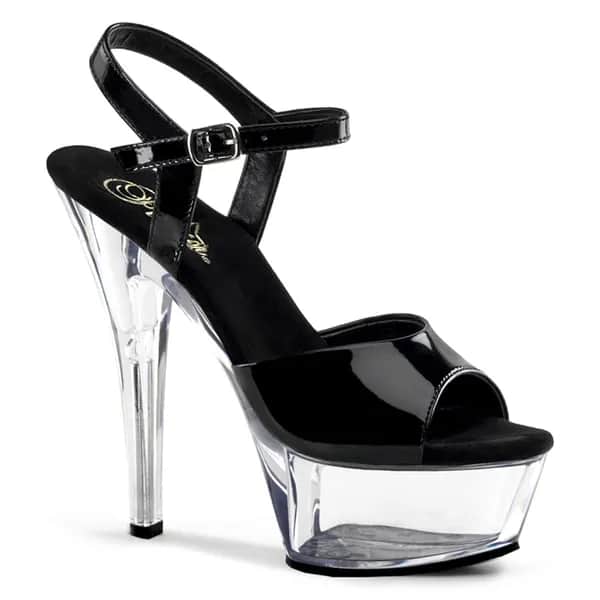 Pleaser KISS-209 Damen Sandale Schwarz Transparent EU 35