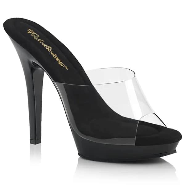 Fabulicious LIP-101 Damen Slipper Transparent Schwarz EU 35