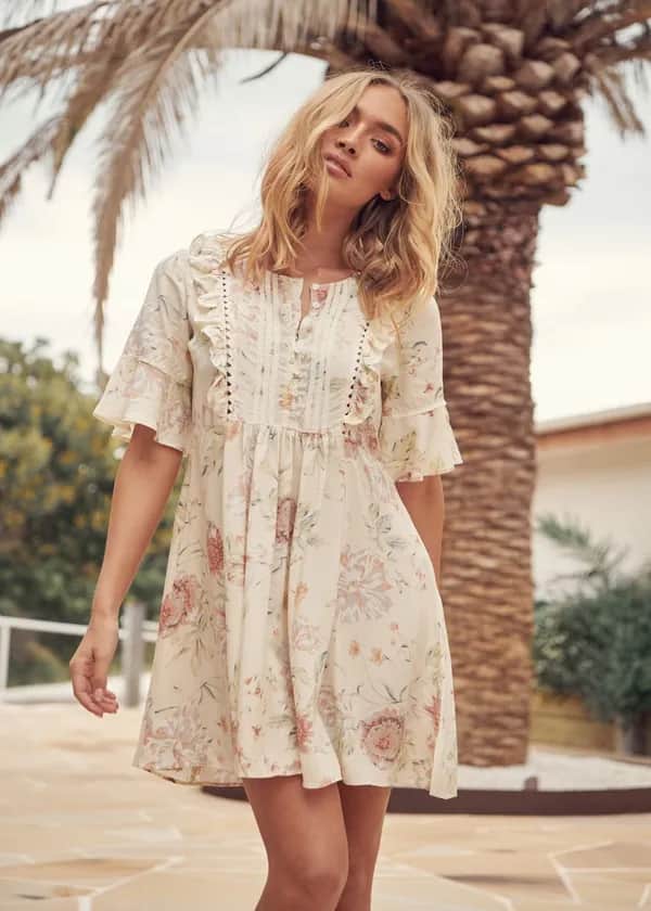 JAASE Marabella Eve Mini Kleid Beige – Trendiges Sommerkleid für jeden Anlass -  S