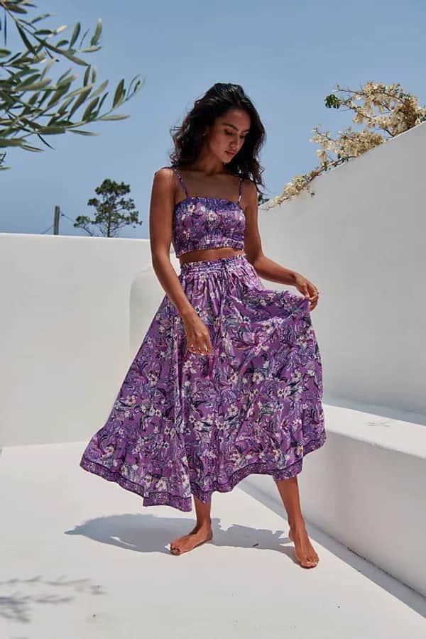 JAASE Rhodium Print Vela Rock Violett – Stylischer Rock für jeden Anlass -  XS
