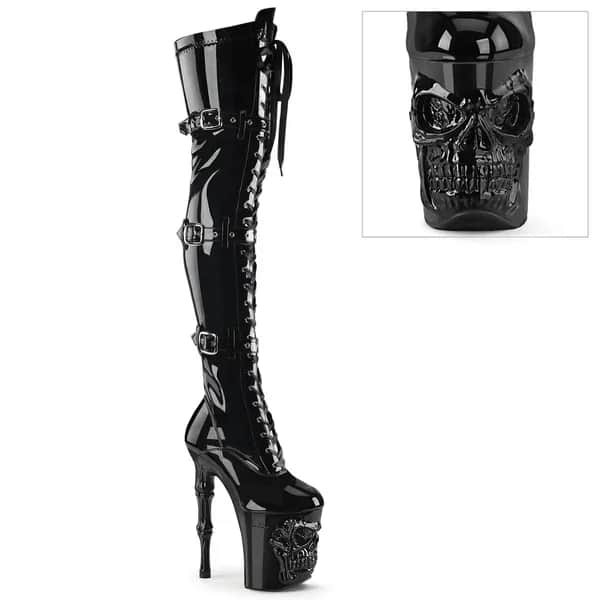 Pleaser RAPTURE-3028 Damen Stiefel Schwarz Glanz EU 39