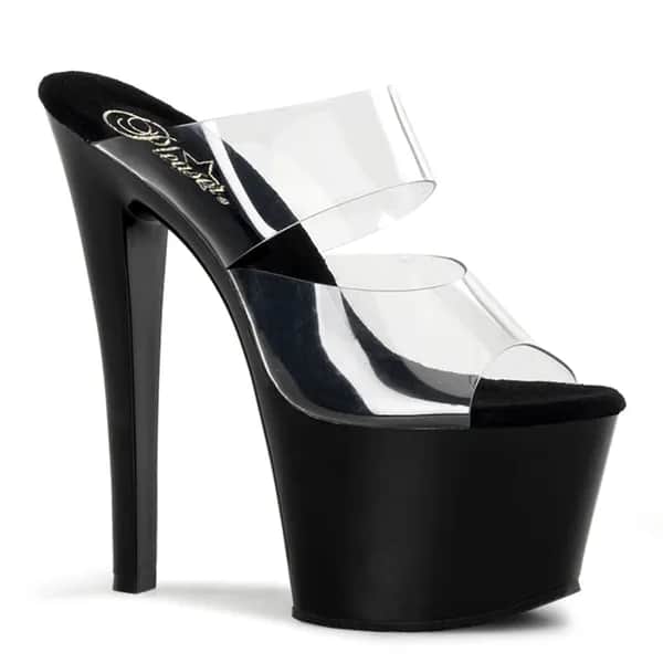 Pleaser SKY-302 Damen Slipper Transparent Schwarz EU 40