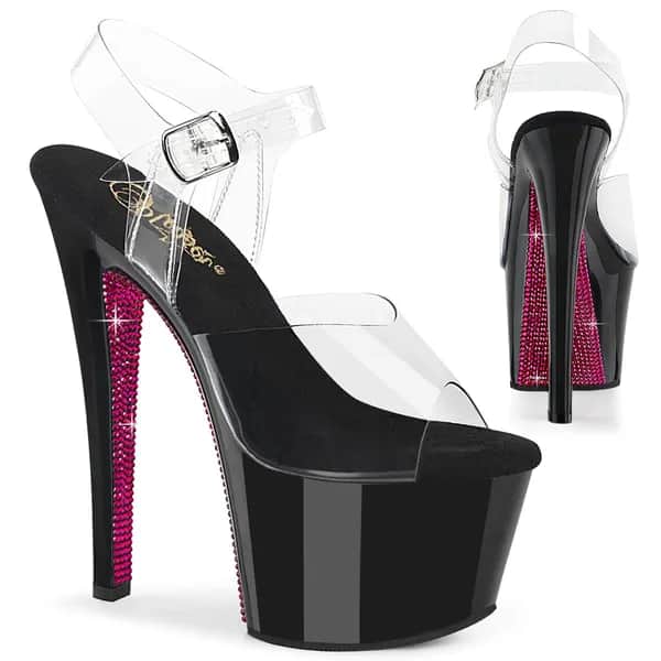 Pleaser SKY-308CRS Damen Sandale Transparent Pink EU 41