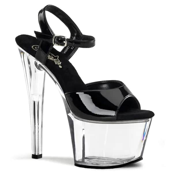 Pleaser SKY-309 Damen Sandale Schwarz Transparent EU 37