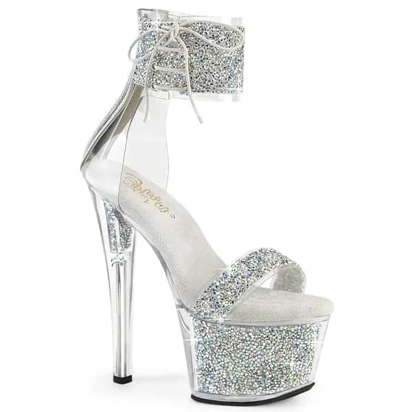 Pleaser SKY-327RSI Damen Sandale Silber Mehrfarbig EU 40
