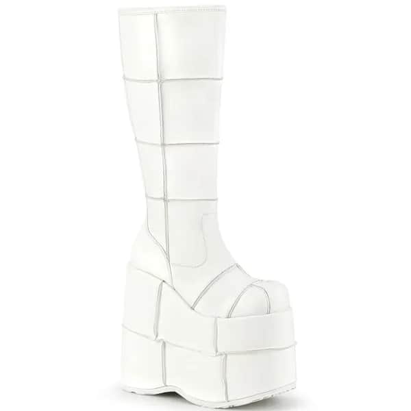 DemoniaCult STACK-301 Unisex Stiefel Weiß  EU 41