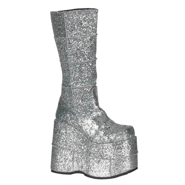 DemoniaCult STACK-301G Unisex Stiefel Silber  EU 36