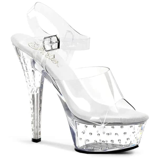 Pleaser STARDUST-608 Damen Sandale Transparent  EU 40