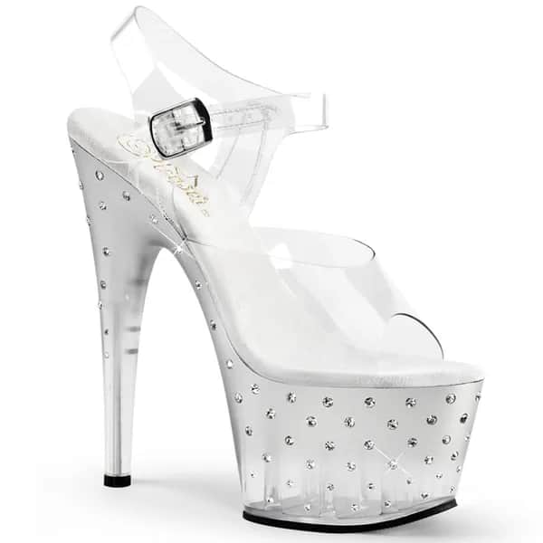 Pleaser STARDUST-708T Damen Sandale Transparent Silber EU 35