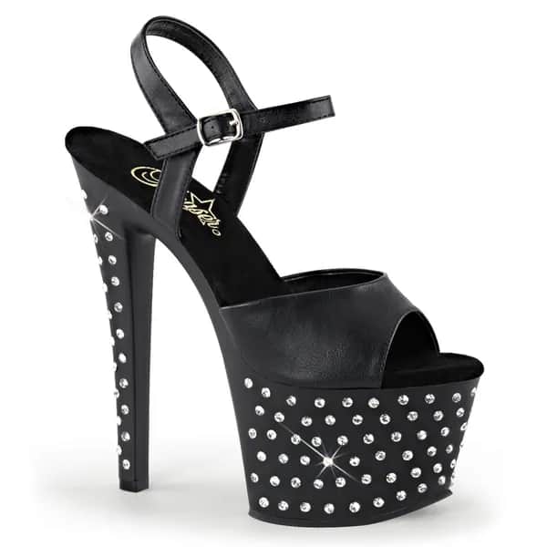 Pleaser STARDUST-709 Damen Sandale Schwarz Matt EU 39