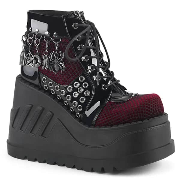 DemoniaCult STOMP-18 Damen Stiefelette Schwarz Dunkelrot EU 39