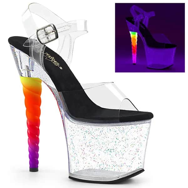 Pleaser UNICORN-708MG Damen Sandale Transparent Schwarz EU 41