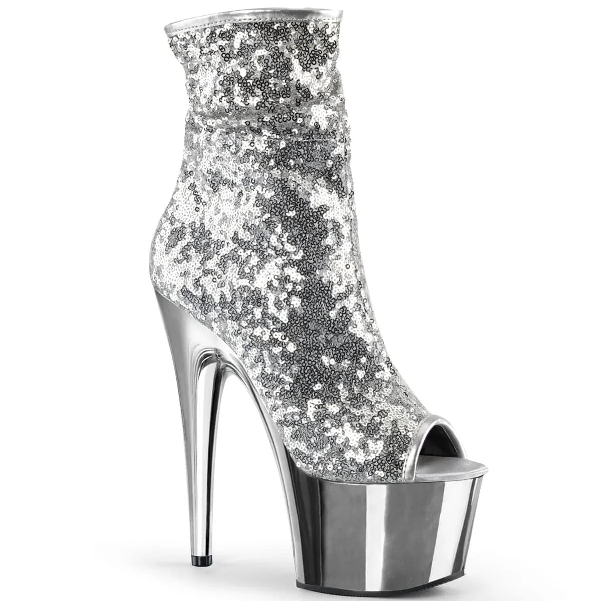 Pleaser ADORE-1008SQ Damen Stiefelette Silber  EU 38