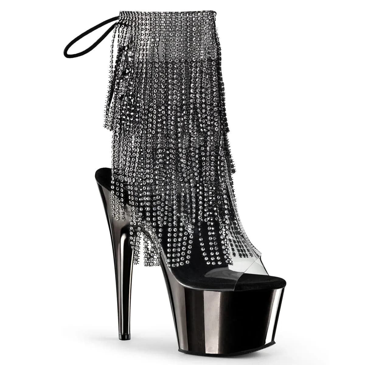 Pleaser ADORE-1017RSF Damen Stiefelette Transparent Schwarz EU 38