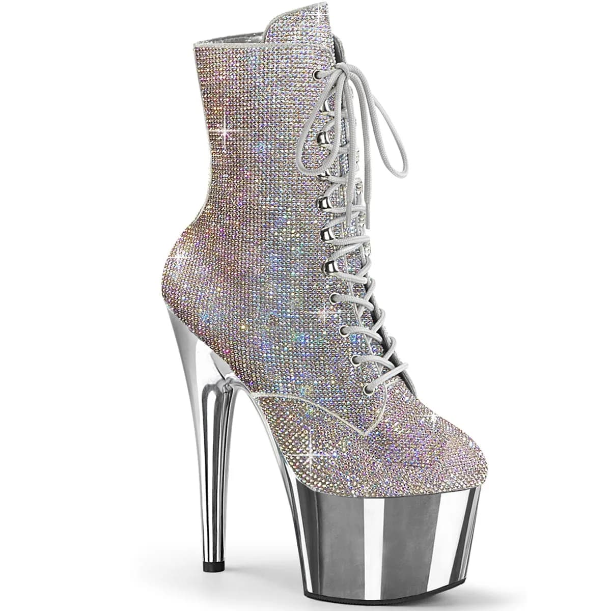 Pleaser ADORE-1020CHRS Damen Stiefelette Silber Mehrfarbig EU 38