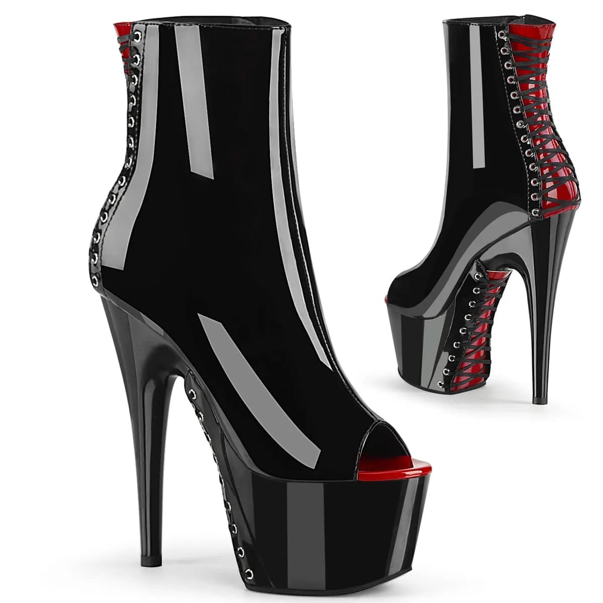 Pleaser ADORE-1025 Damen Stiefelette Schwarz Rot EU 37