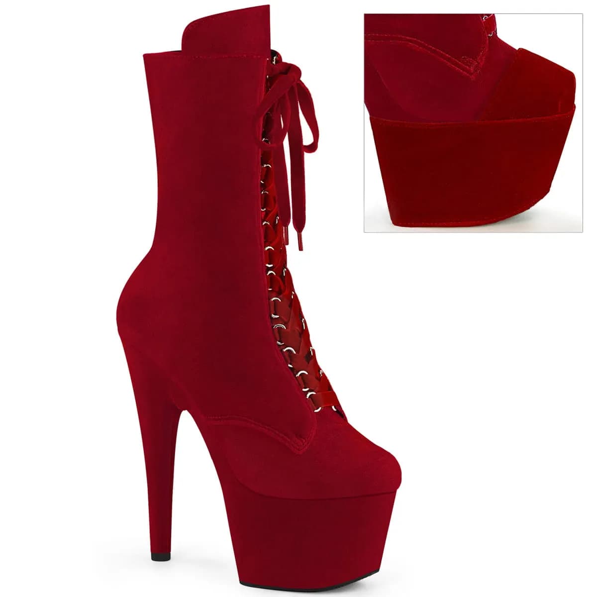 Pleaser ADORE-1045VEL Damen Stiefelette Rot  EU 36