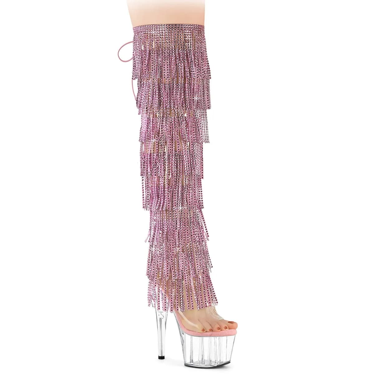 Pleaser ADORE-3019C-RSF Damen Stiefel Transparent Rosa EU 38