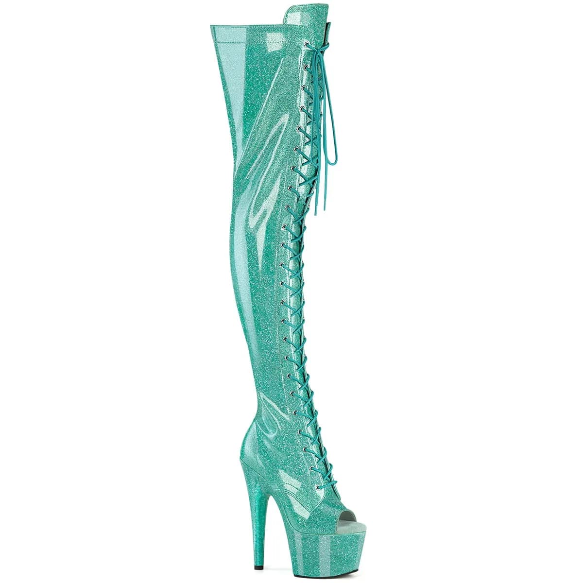 Pleaser ADORE-3021GP Damen Stiefel Aqua Lack EU 44