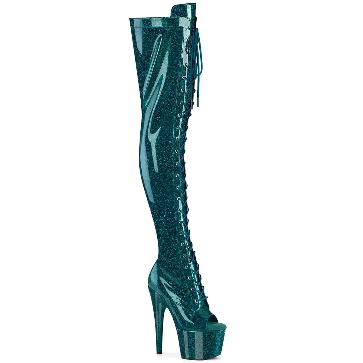 Pleaser ADORE-3021GP Damen Stiefel Blau Lack EU 42