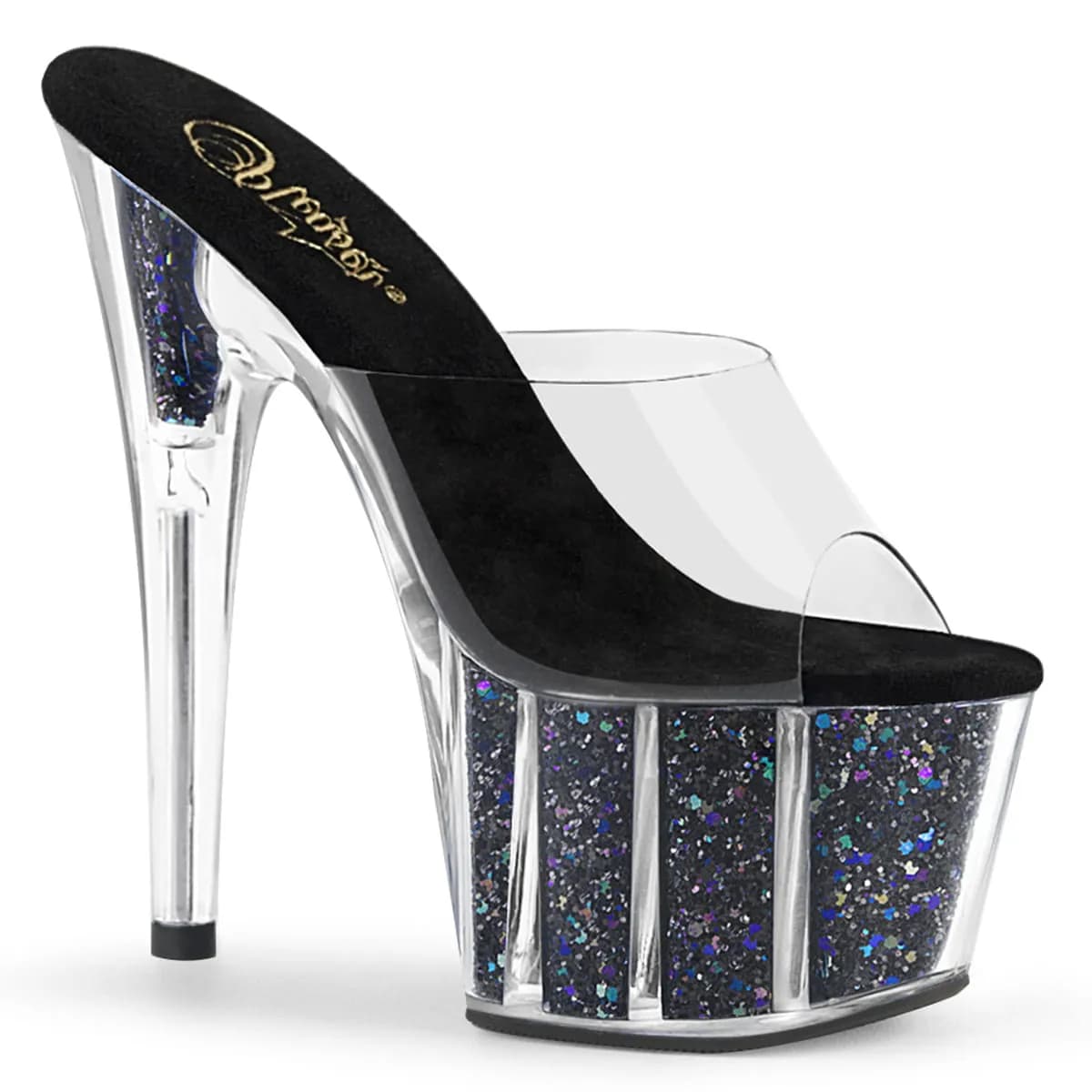 Pleaser ADORE-701CG Damen Slipper Transparent Schwarz EU 40