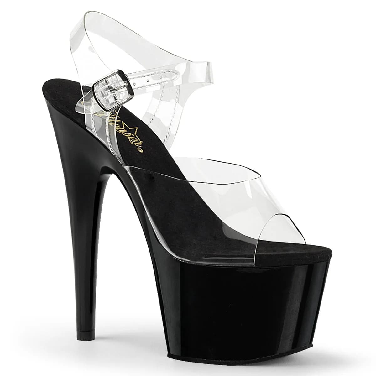 Pleaser ADORE-708 Damen Sandale Transparent Schwarz EU 43