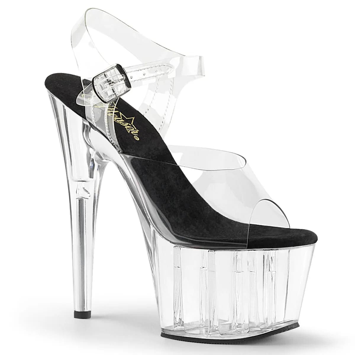 Pleaser ADORE-708 Damen Sandale Transparent Schwarz Transparent EU 39
