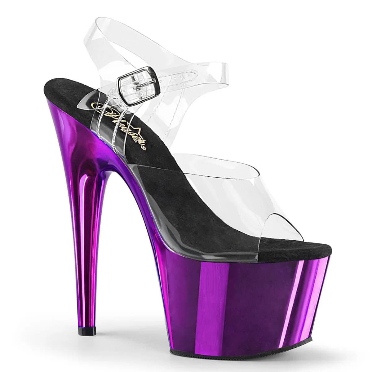 Pleaser ADORE-708 Damen Sandale Transparent Lila EU 41