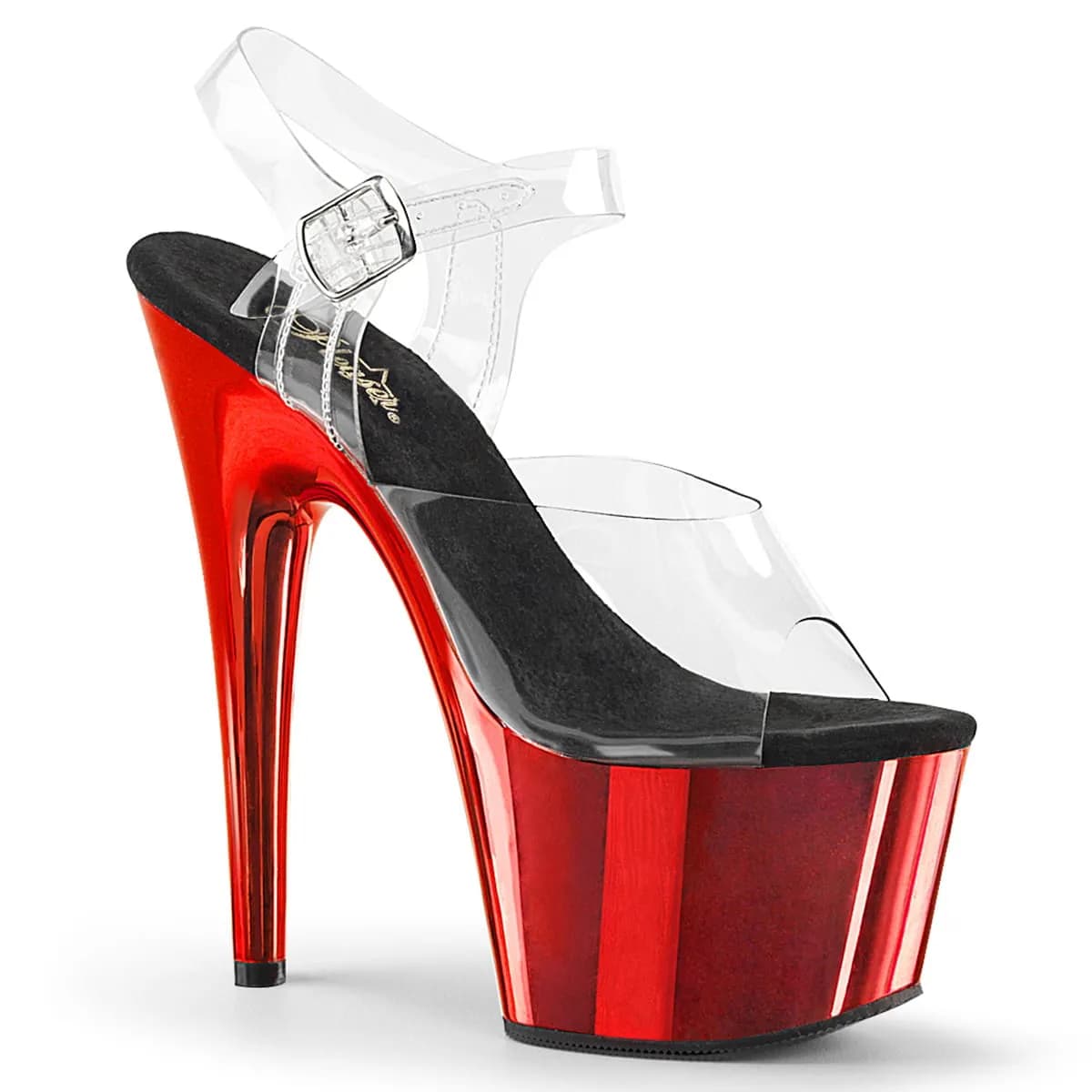 Pleaser ADORE-708 Damen Sandale Transparent Rot EU 42