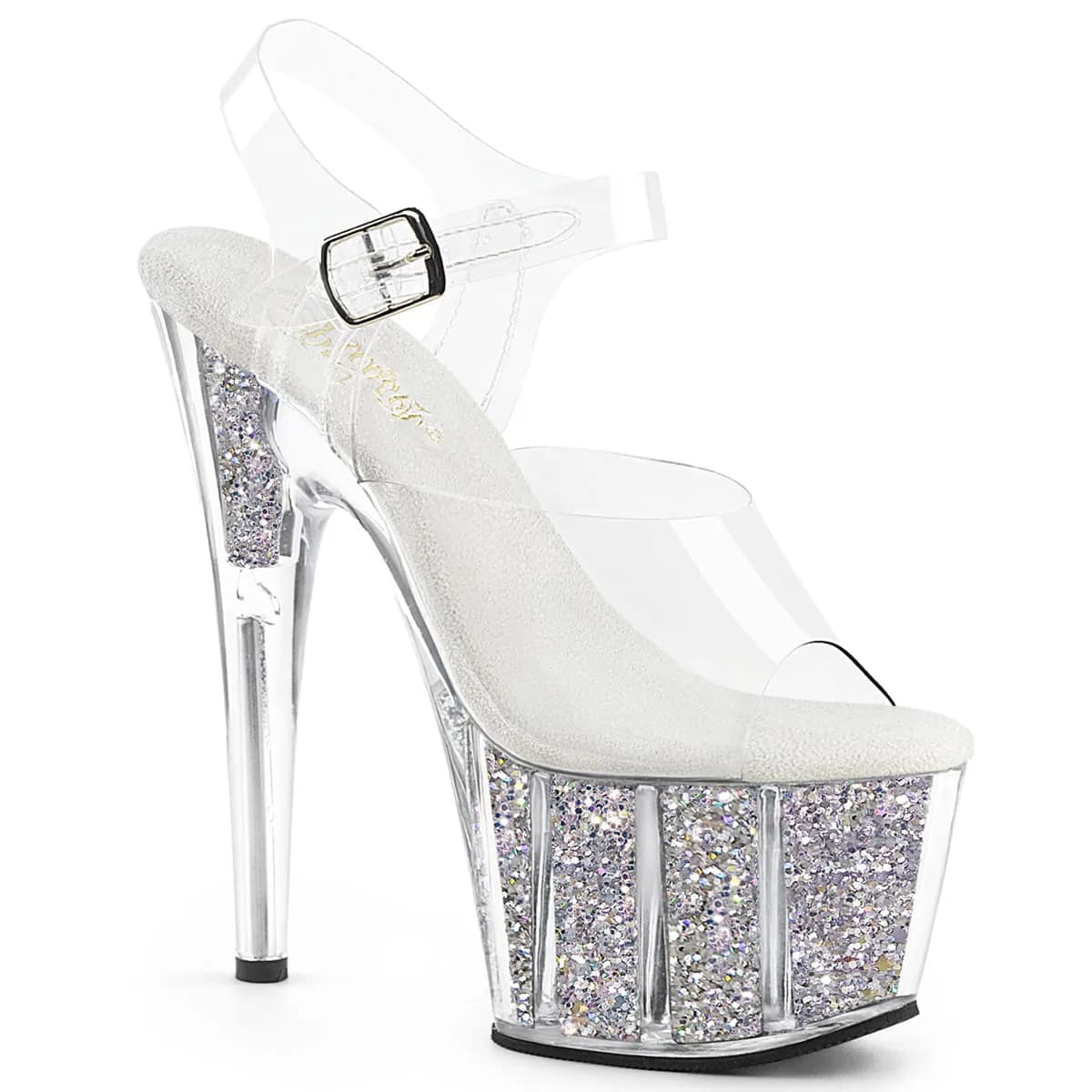 Pleaser ADORE-708G Damen Sandale Transparent Silber EU 37