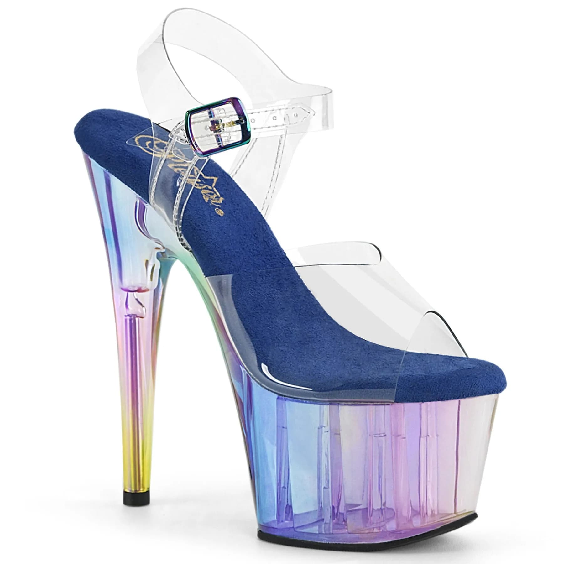Pleaser ADORE-708HT Damen Sandale Transparent Blau EU 44