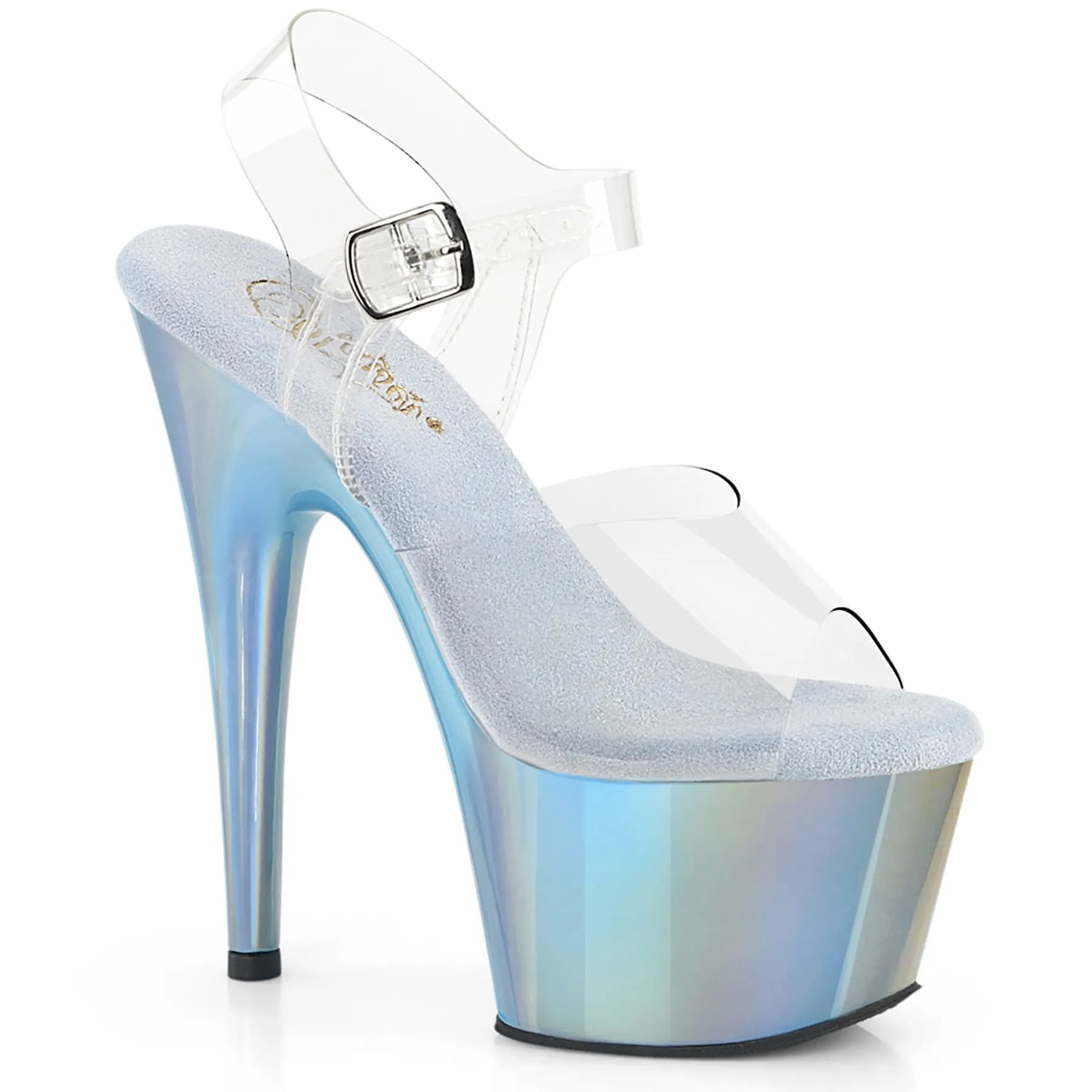 Pleaser ADORE-708LQ Damen Sandale Transparent Babyblau EU 37