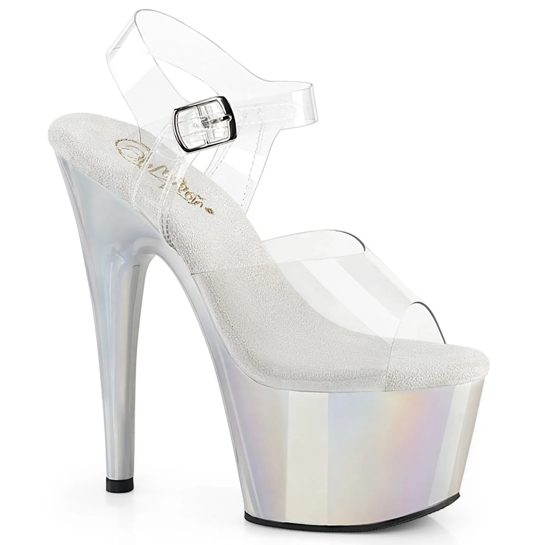 Pleaser ADORE-708LQ Damen Sandale Transparent Silber EU 35