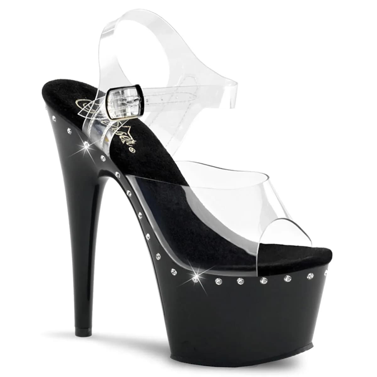 Pleaser ADORE-708LS Damen Sandale Transparent Schwarz EU 35