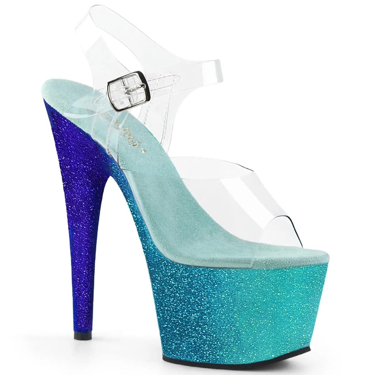 Pleaser ADORE-708OMBRE Damen Sandale Transparent Blau EU 42
