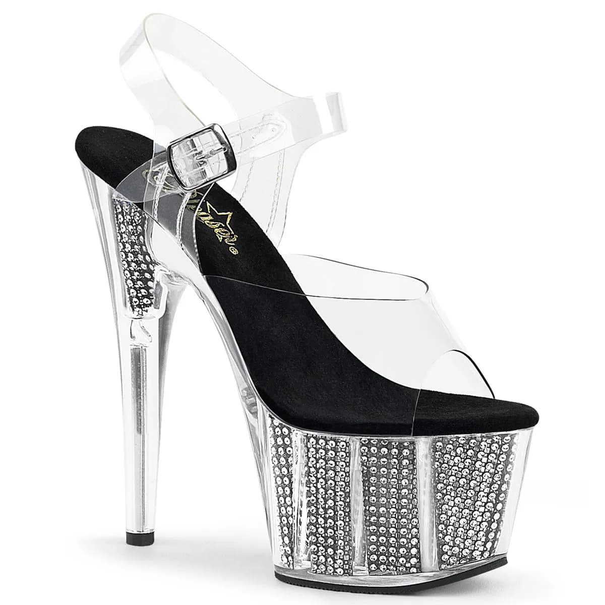 Pleaser ADORE-708SRS Damen Sandale Transparent Schwarz EU 37