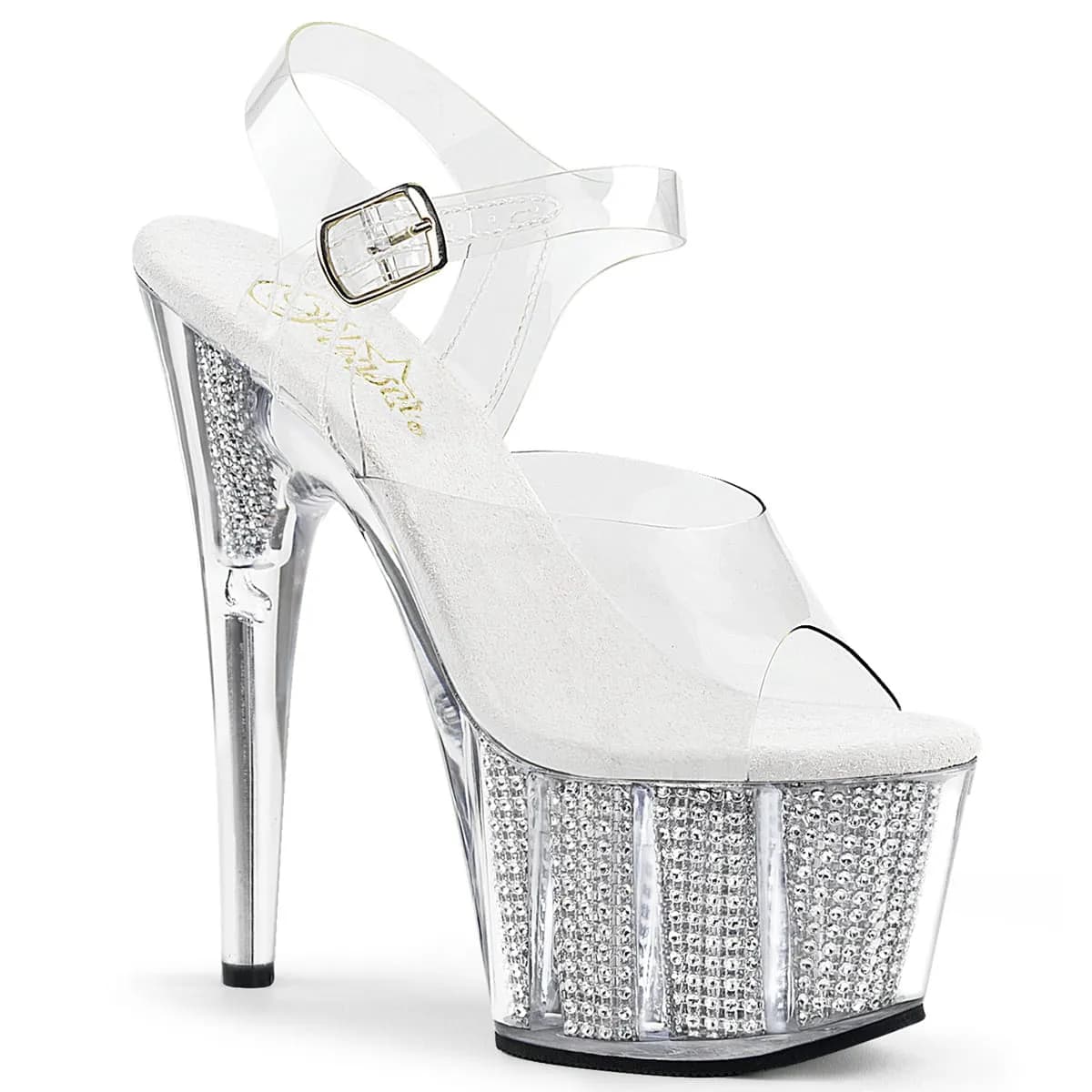 Pleaser ADORE-708SRS Damen Sandale Transparent Silber EU 35