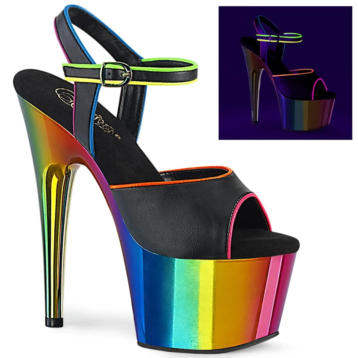 Pleaser ADORE-709RC-02 Damen Sandale Schwarz  EU 37