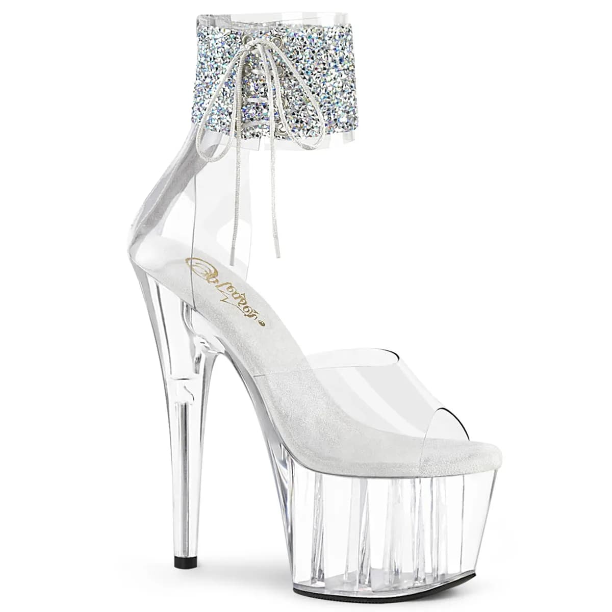 Pleaser ADORE-724RS-02 Damen Sandale Transparent Silber EU 39
