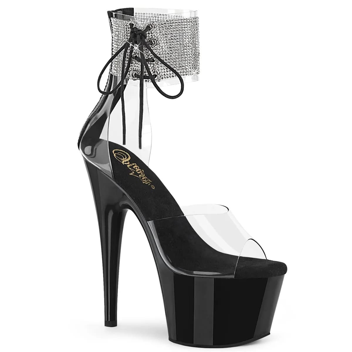 Pleaser ADORE-724RS Damen Sandale Transparent Schwarz Lack EU 36