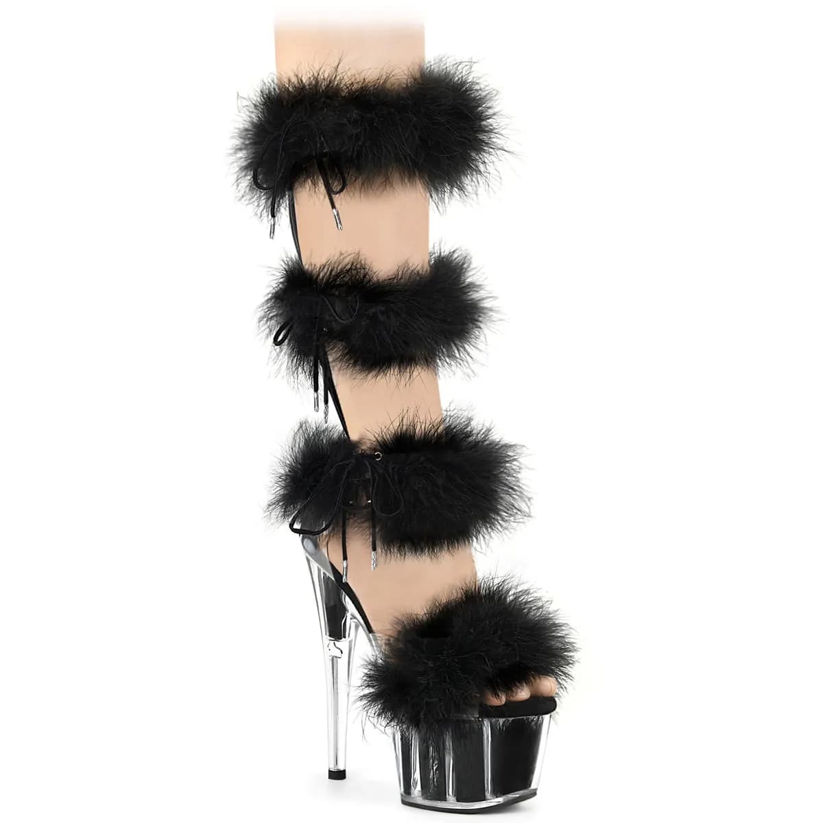 Pleaser ADORE-728F Damen Sandale Transparent Schwarz EU 35