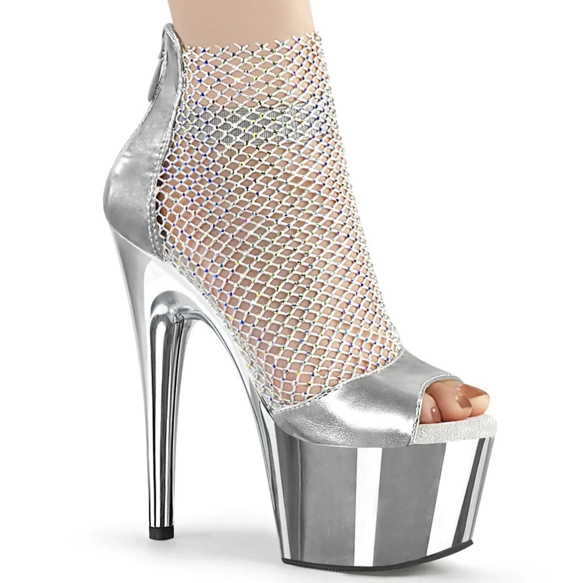 Pleaser ADORE-765RM Damen Sandale Silber  EU 41