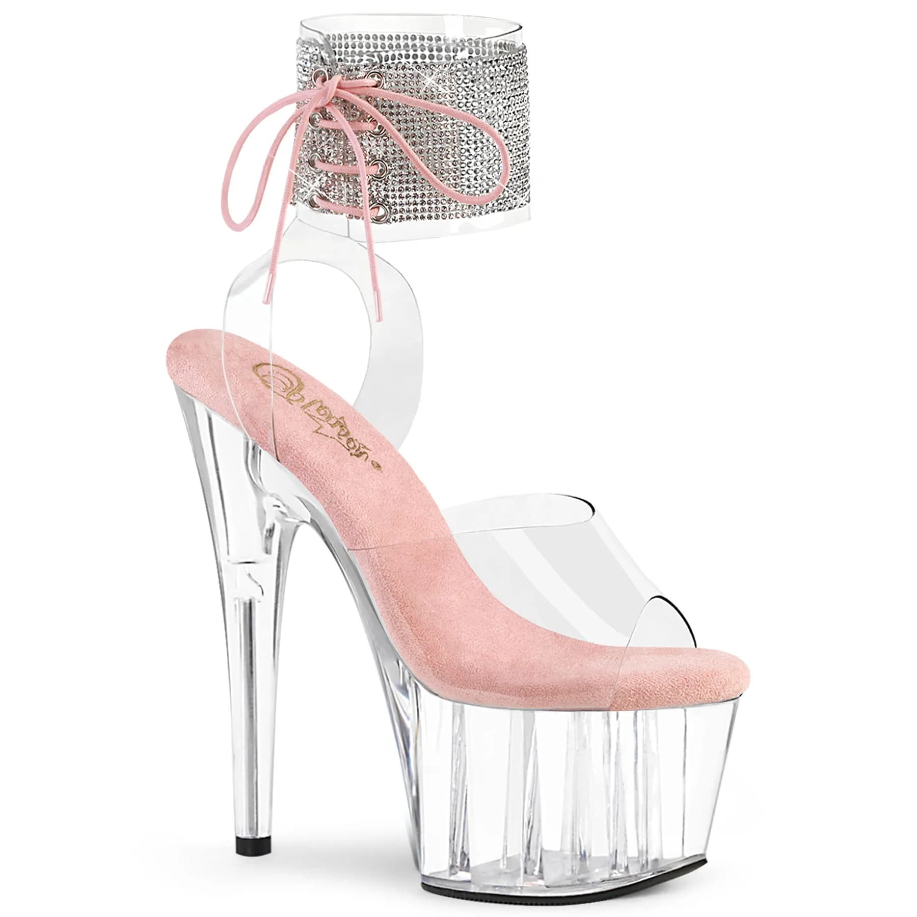 Pleaser ADORE-791-2RS Damen Sandale Rosa Transparent EU 38