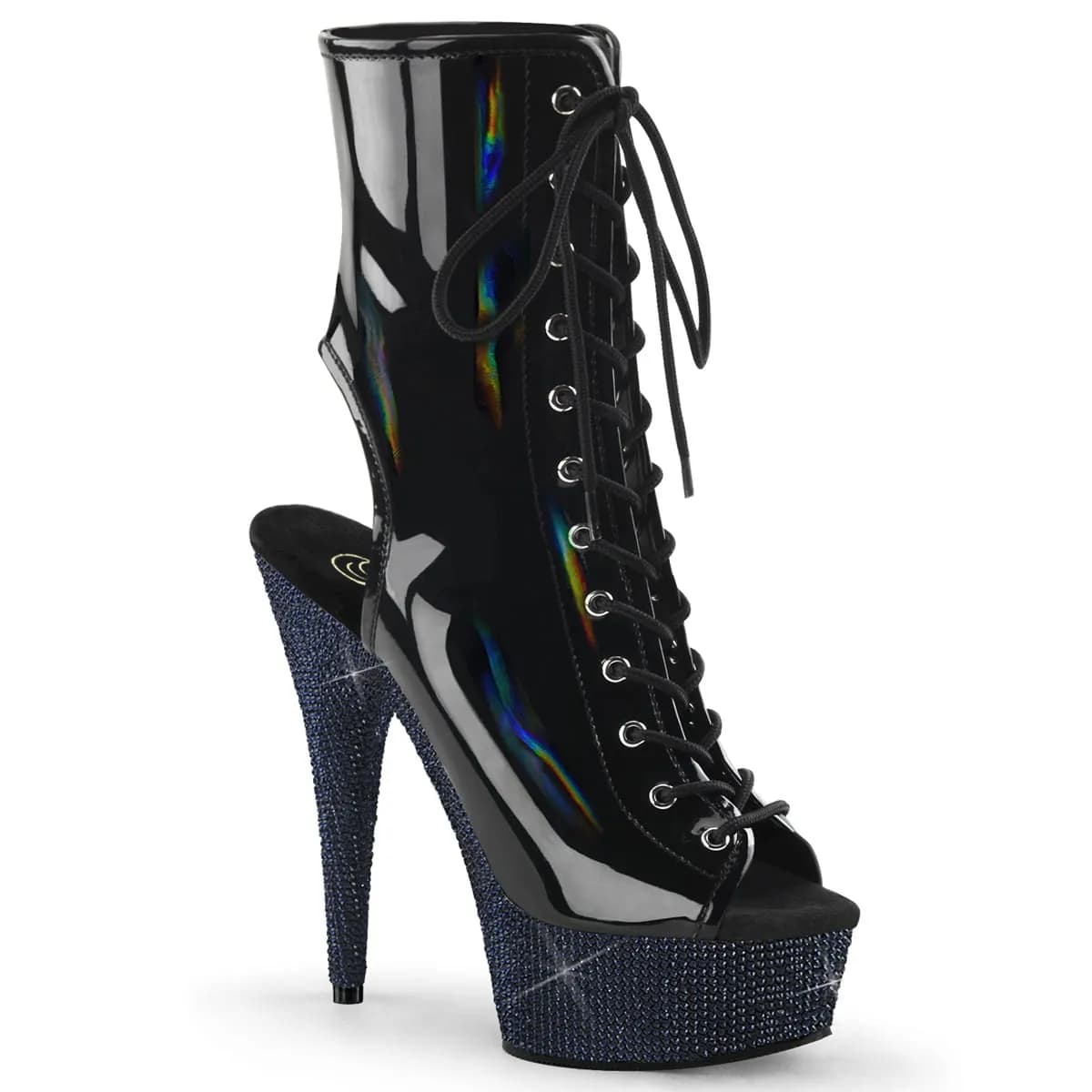 Pleaser BEJEWELED-1016-6 Damen Stiefelette Schwarz Holo EU 42