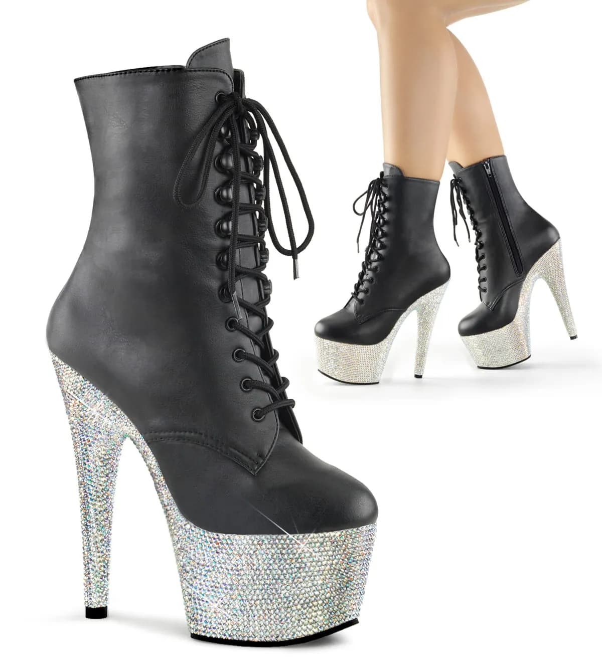 Pleaser BEJEWELED-1020-7 Damen Stiefelette Schwarz  EU 41