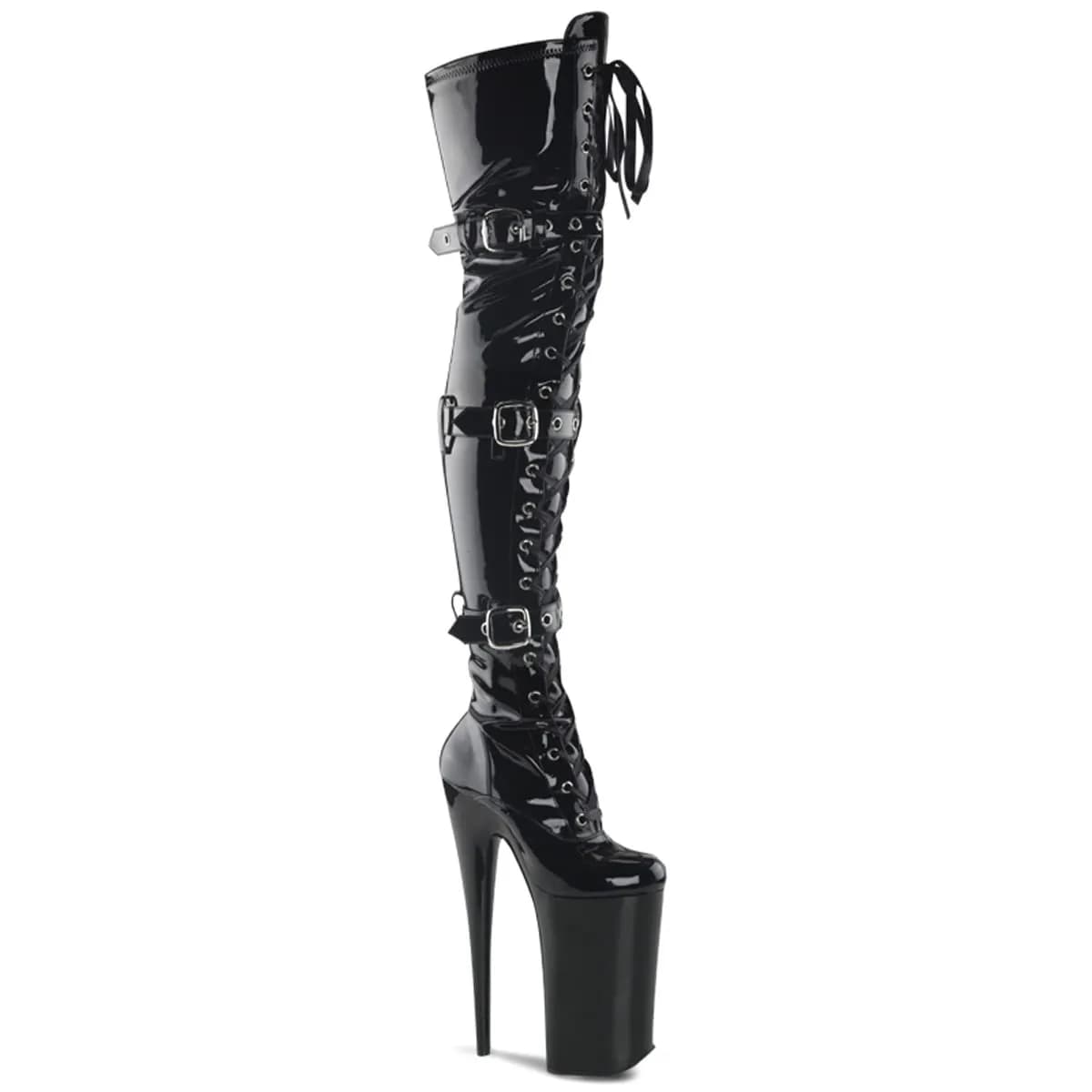 Pleaser BEYOND-3028 Damen Stiefel Schwarz Glanz EU 42