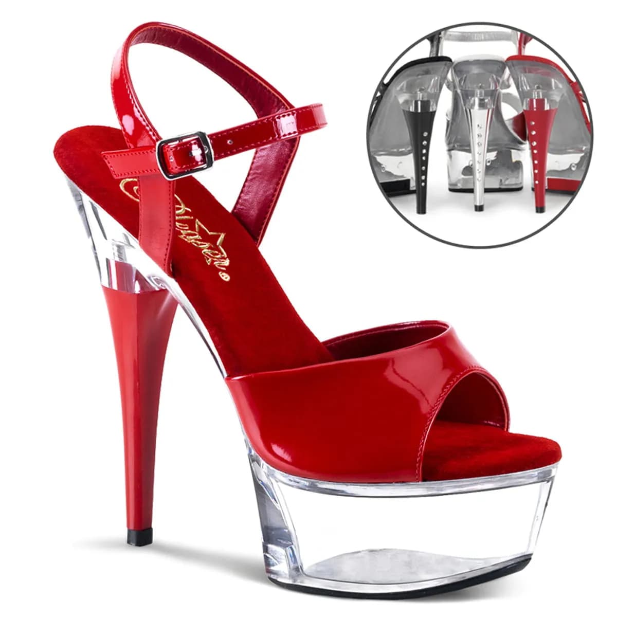 Pleaser CAPTIVA-609 Damen Sandale Rot  EU 43