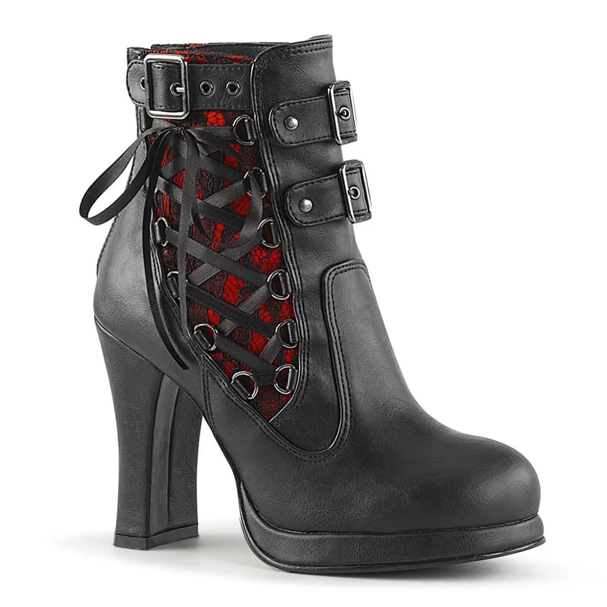 DemoniaCult CRYPTO-51 Damen Stiefelette Schwarz Rot EU 40