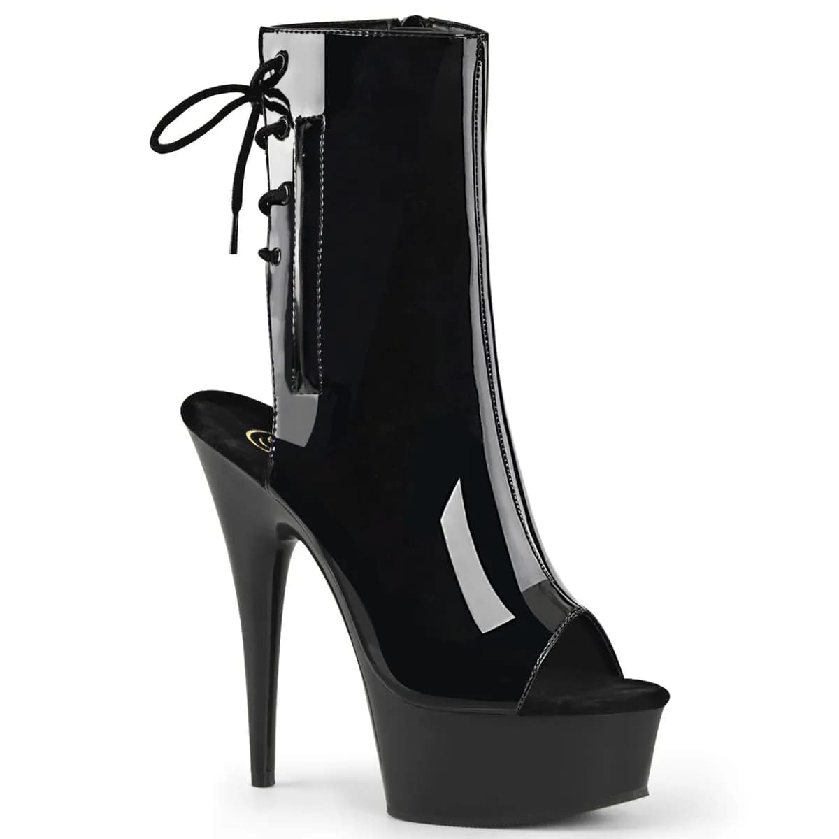 Pleaser DELIGHT-1018 Damen Stiefelette Schwarz Glanz EU 35