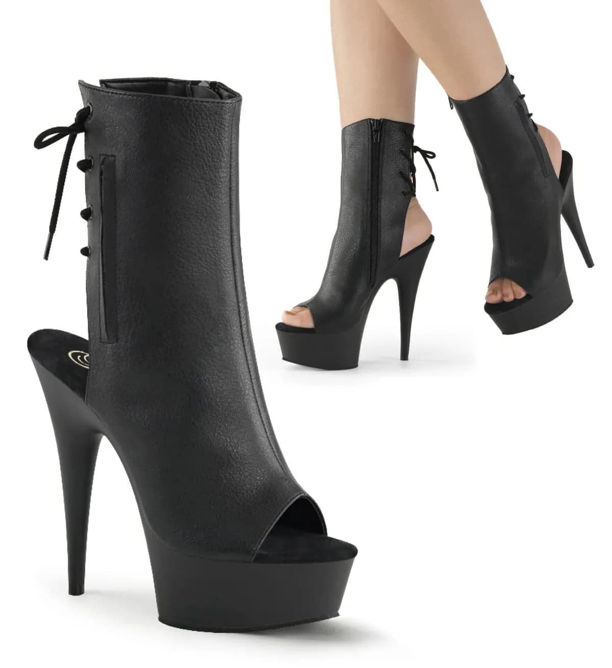 Pleaser DELIGHT-1018 Damen Stiefelette Schwarz Matt EU 42